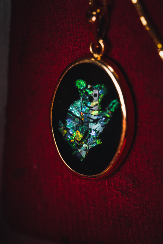 Adorable Koala Necklace with Iridescent Opal Mosaic