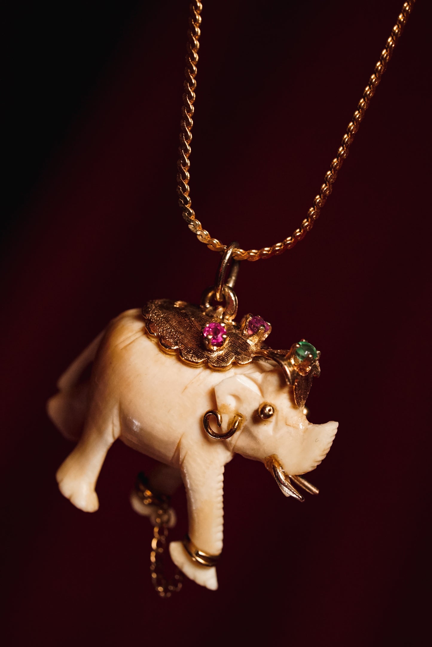 Vintage East Asian 14k Gold Elephant Pendant