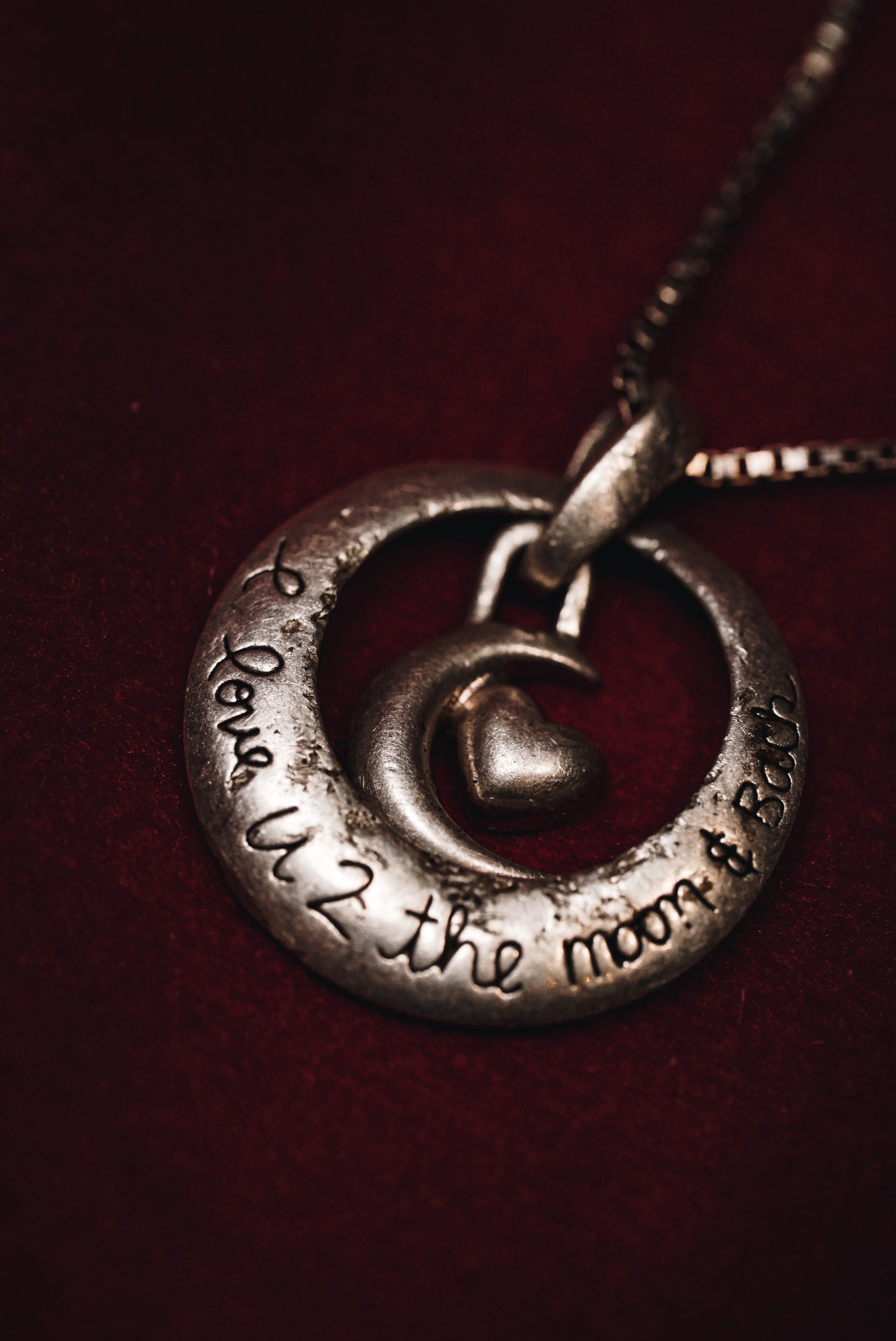 “I Love U 2 the Moon & Back” Romantic Dangling Pendant