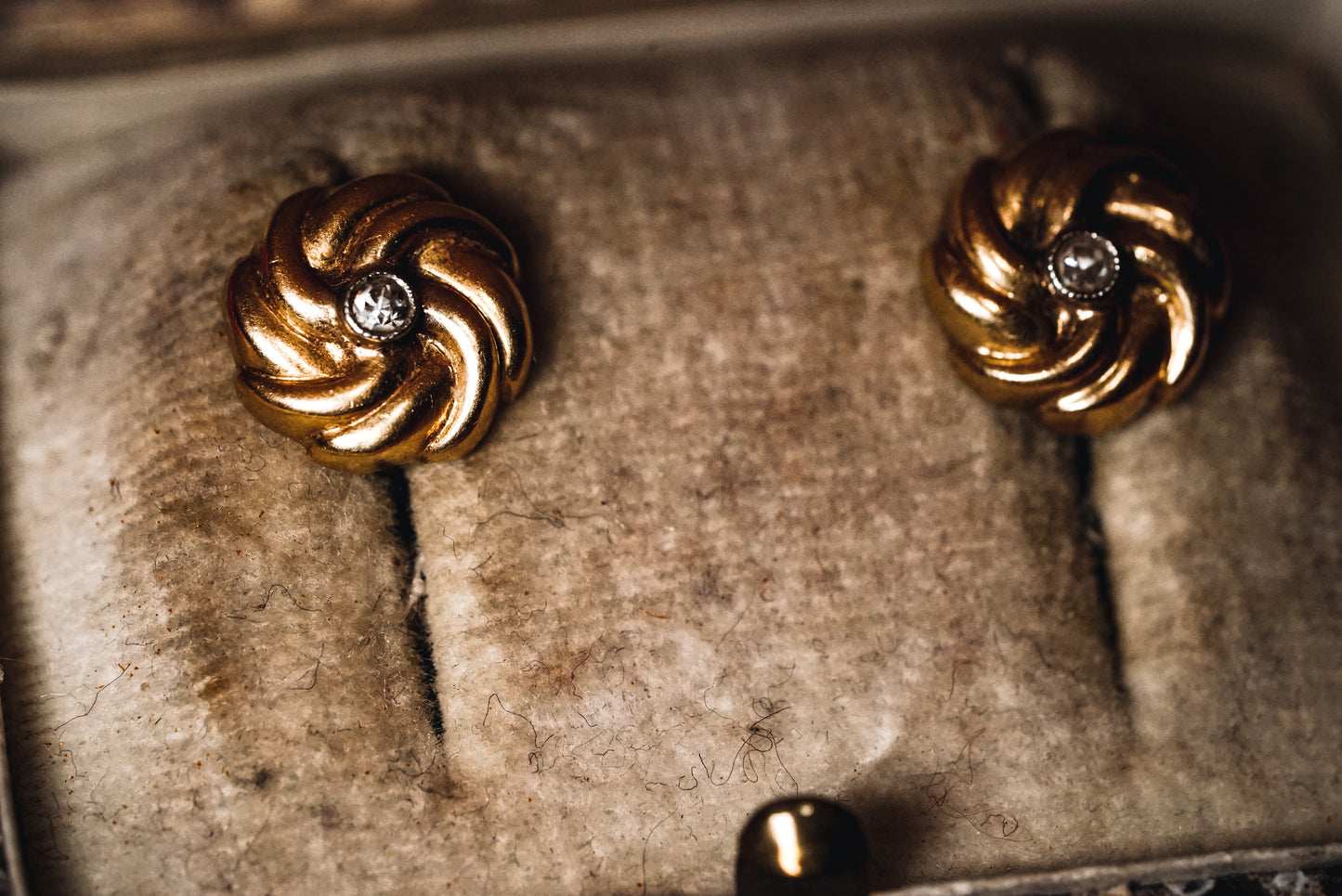 Elegant Vintage Gold & Diamond Earrings
