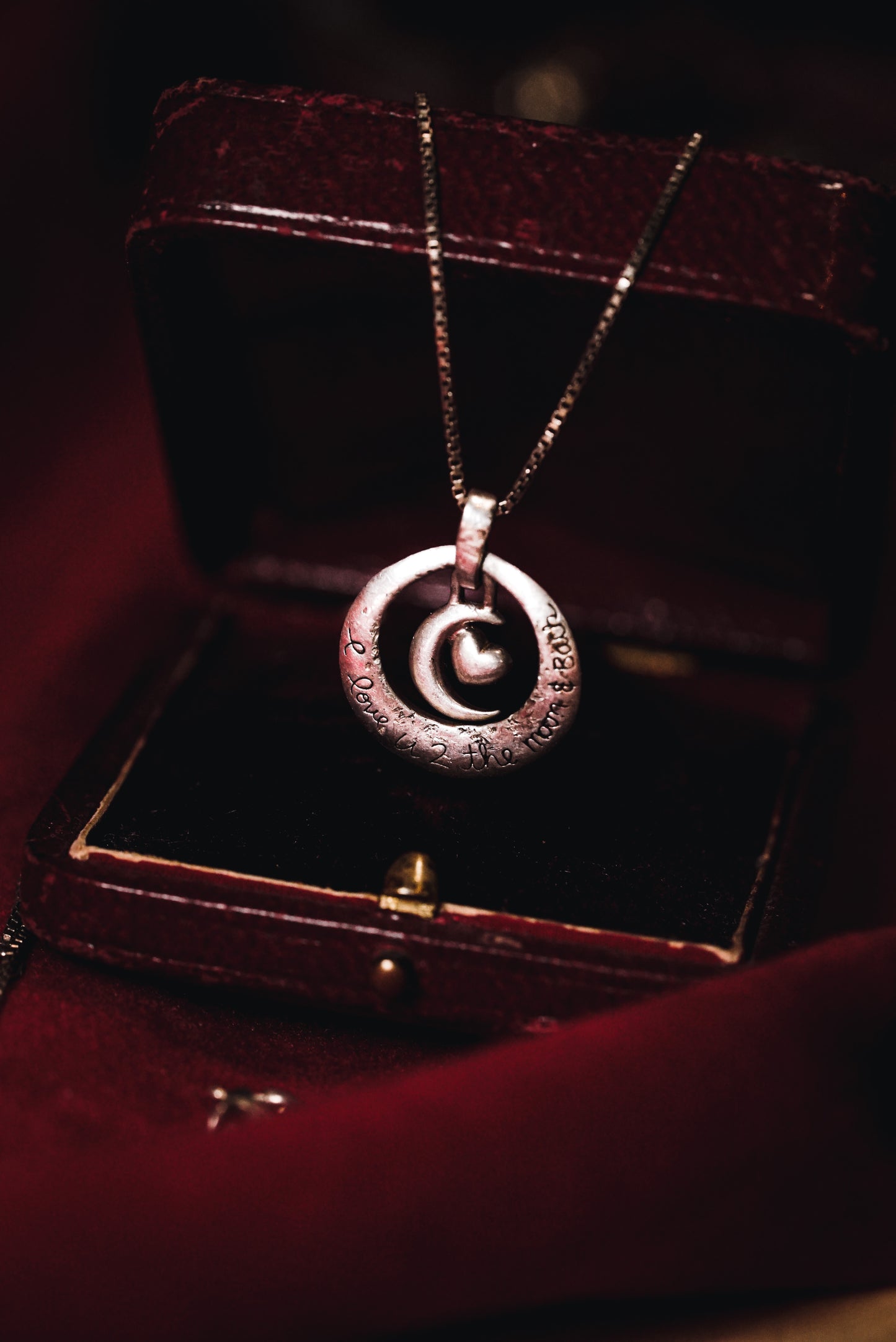 “I Love U 2 the Moon & Back” Romantic Dangling Pendant
