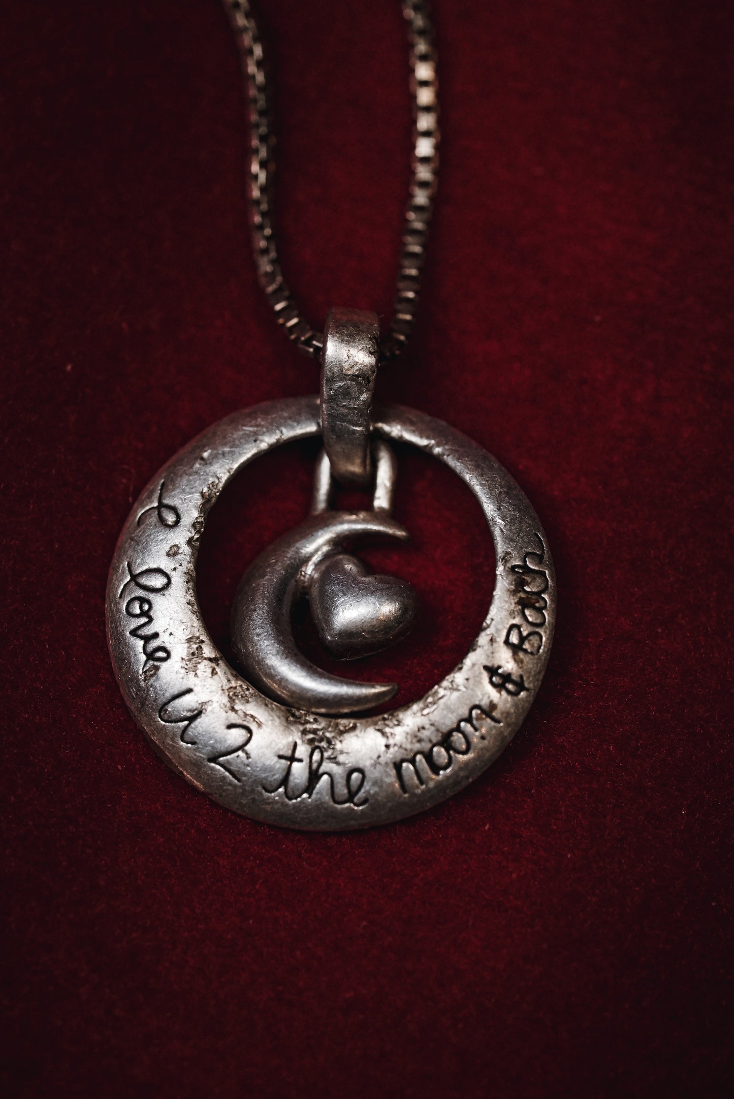 “I Love U 2 the Moon & Back” Romantic Dangling Pendant