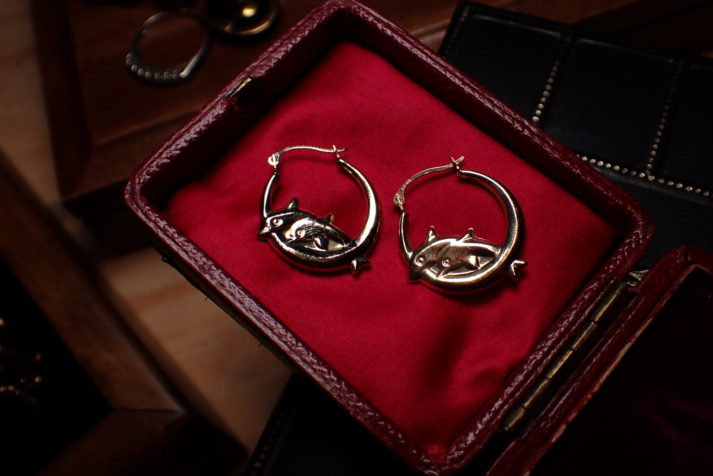 Adorable Dolphin Gold Hoop Earrings