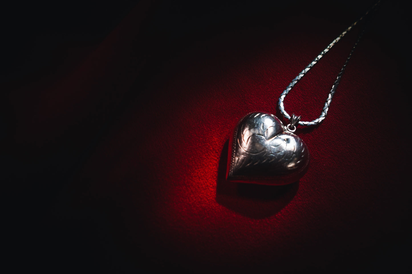 Vintage Silver Colossal Heart Pendant with Extra Long Chain