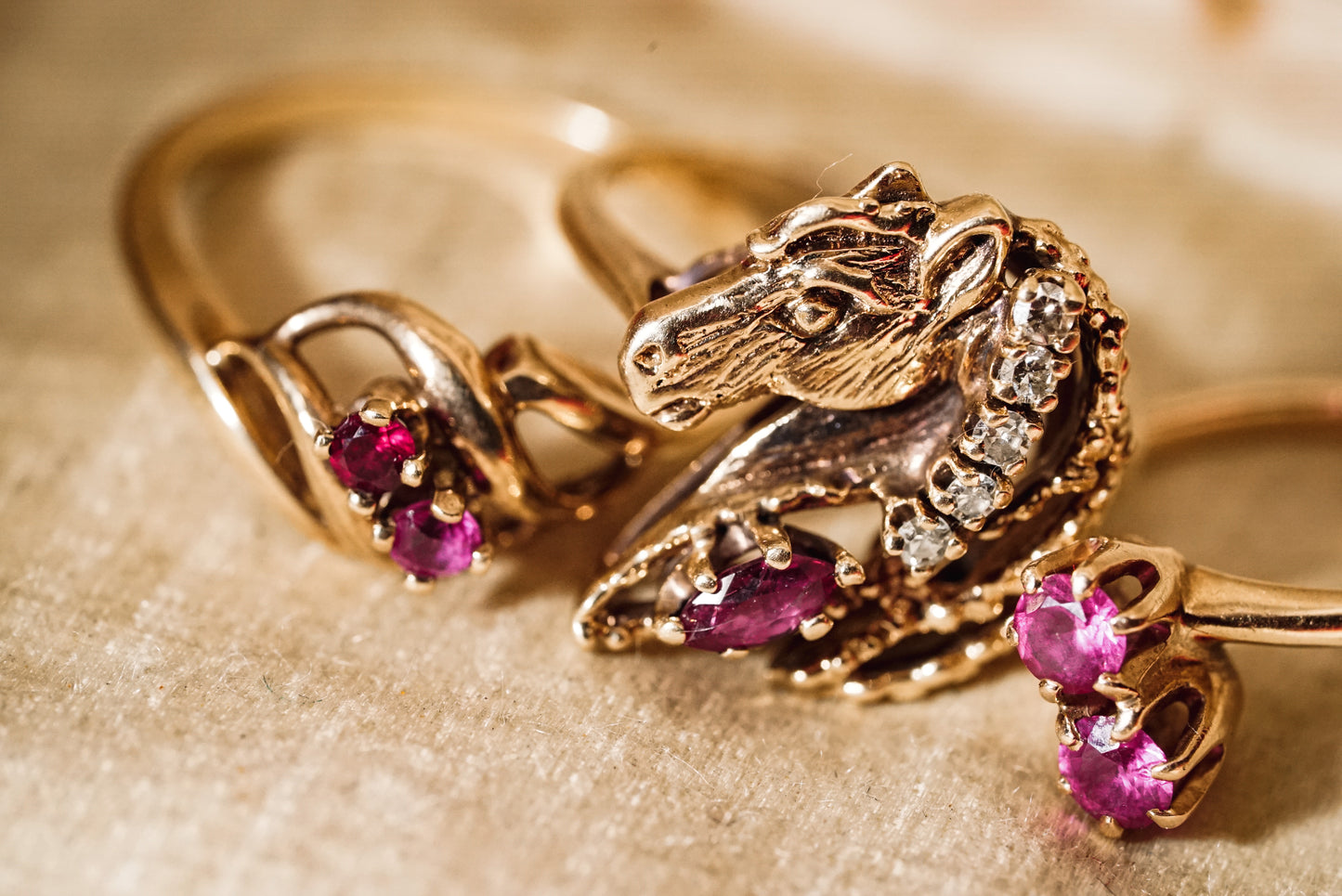 Extraordinary Horse Head Ring with Ruby And Diamonds
