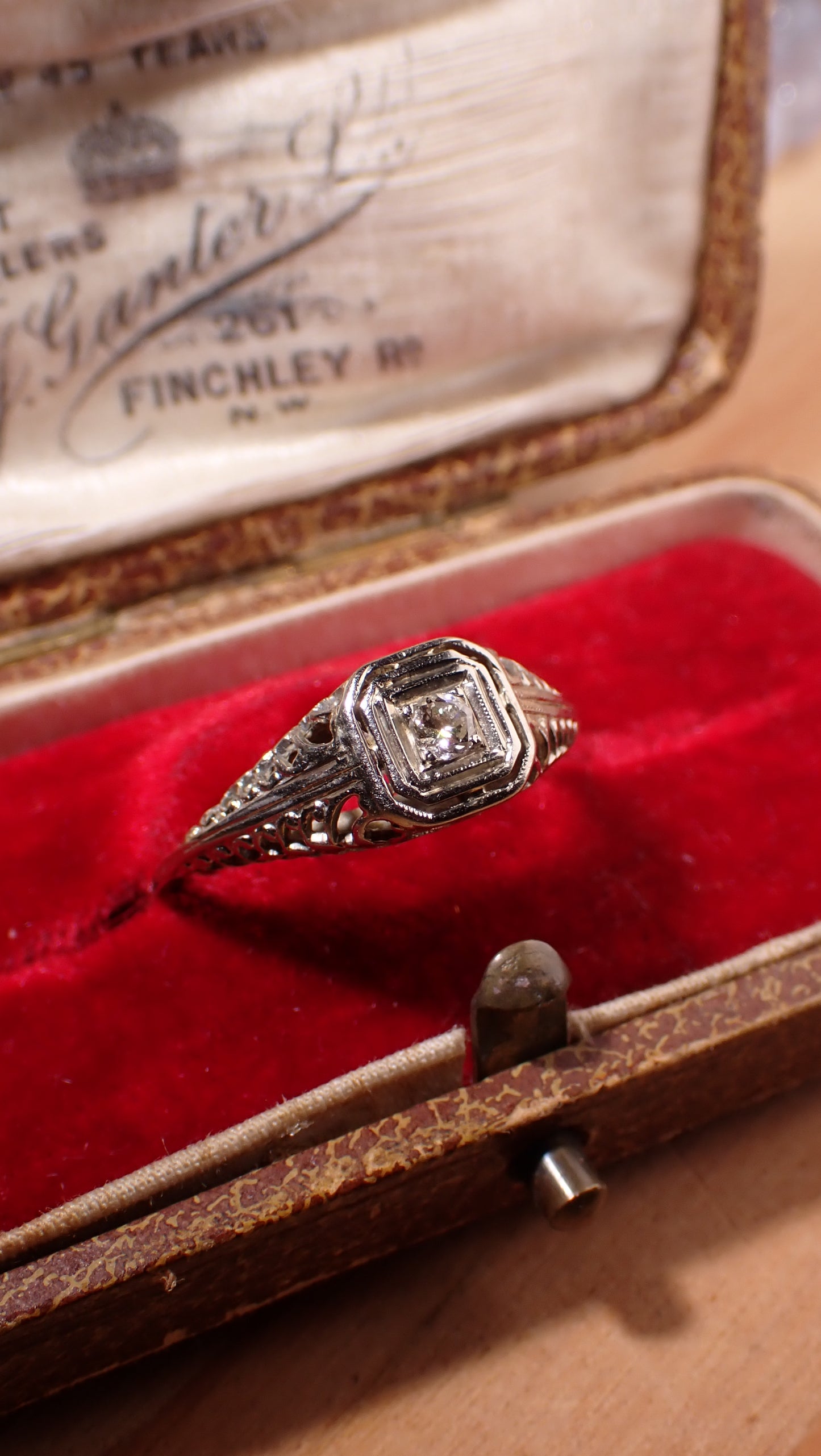 Vintage 14k White Gold and Diamond Ring