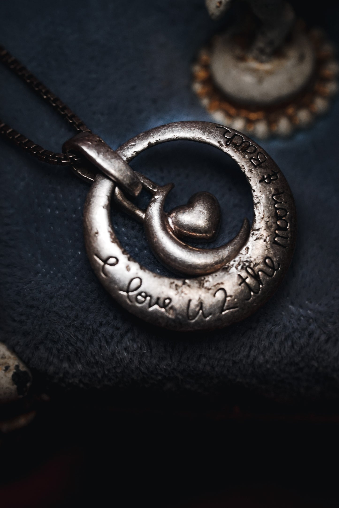 “I Love U 2 the Moon & Back” Romantic Dangling Pendant
