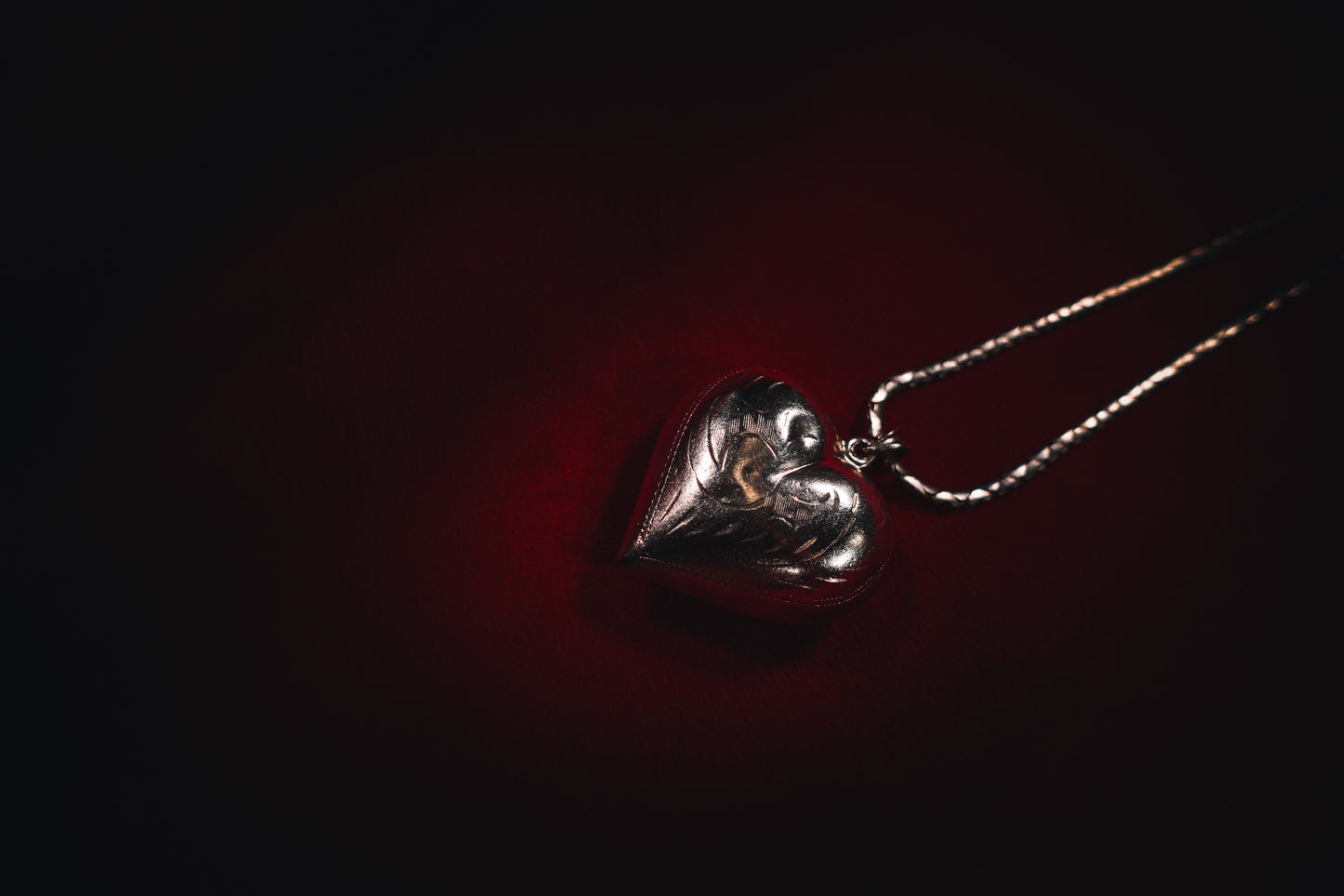 Vintage Silver Colossal Heart Pendant with Extra Long Chain