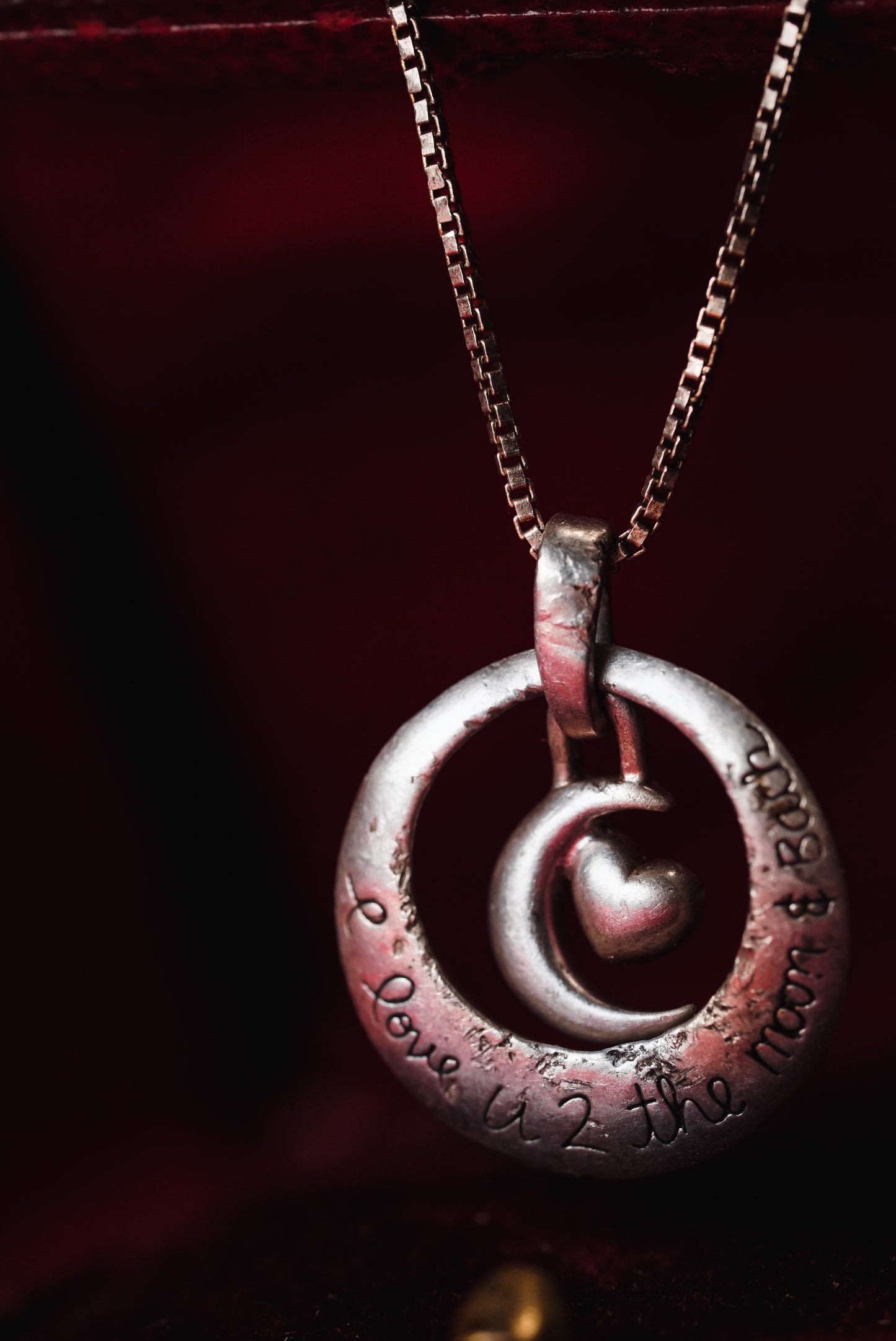 “I Love U 2 the Moon & Back” Romantic Dangling Pendant