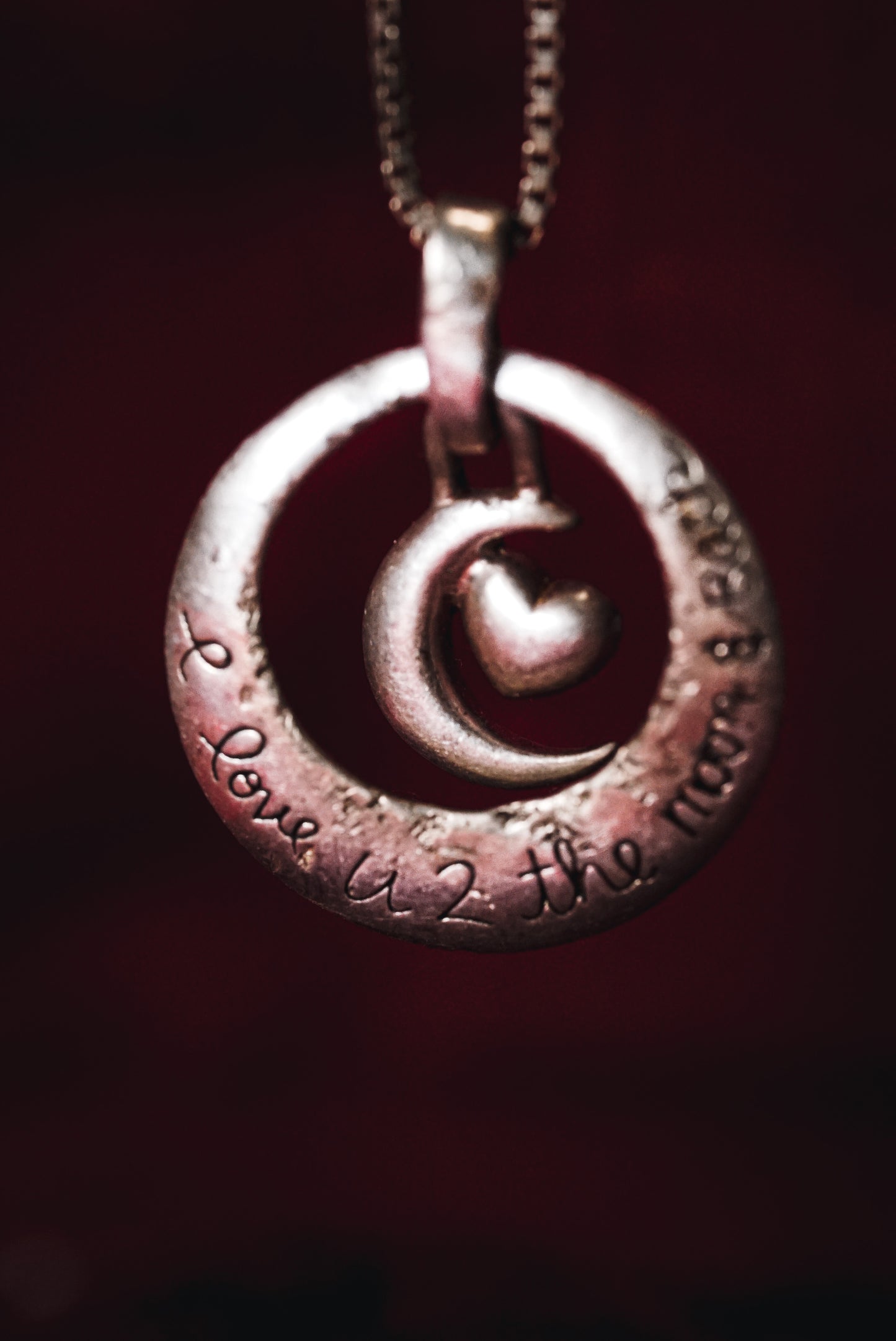 “I Love U 2 the Moon & Back” Romantic Dangling Pendant