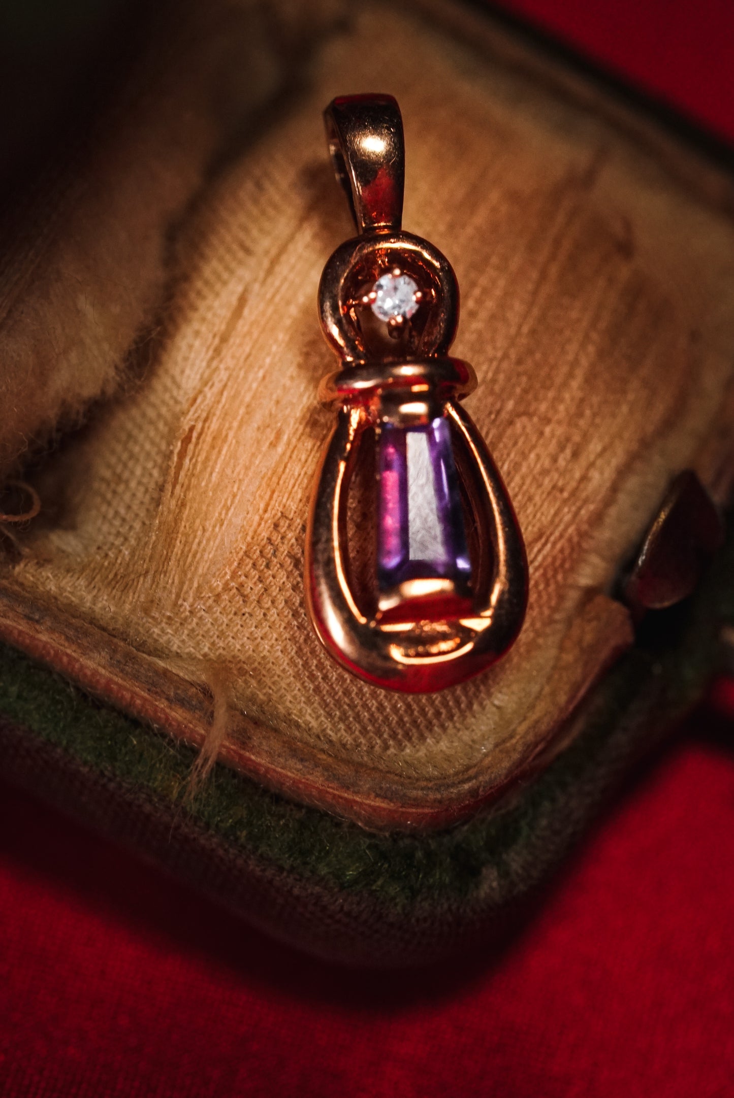 Unusual Diamond Pendant with Amethyst