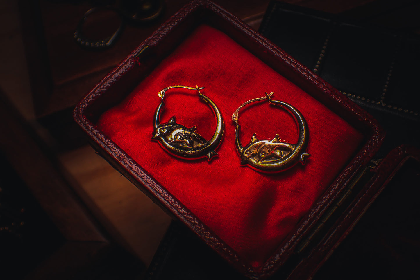 Adorable Dolphin Gold Hoop Earrings