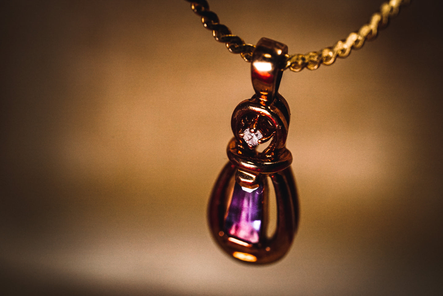 Unusual Diamond Pendant with Amethyst
