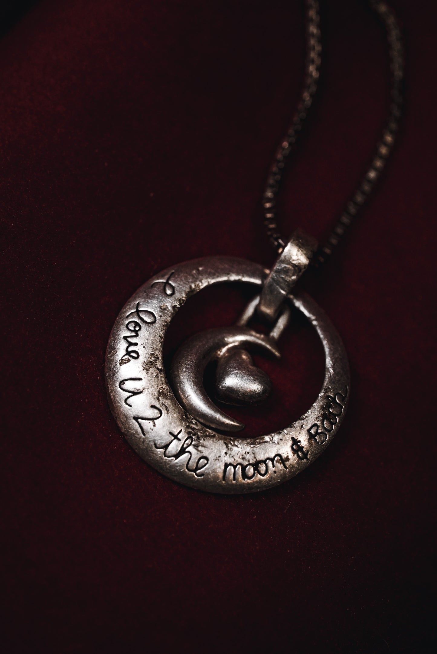 “I Love U 2 the Moon & Back” Romantic Dangling Pendant
