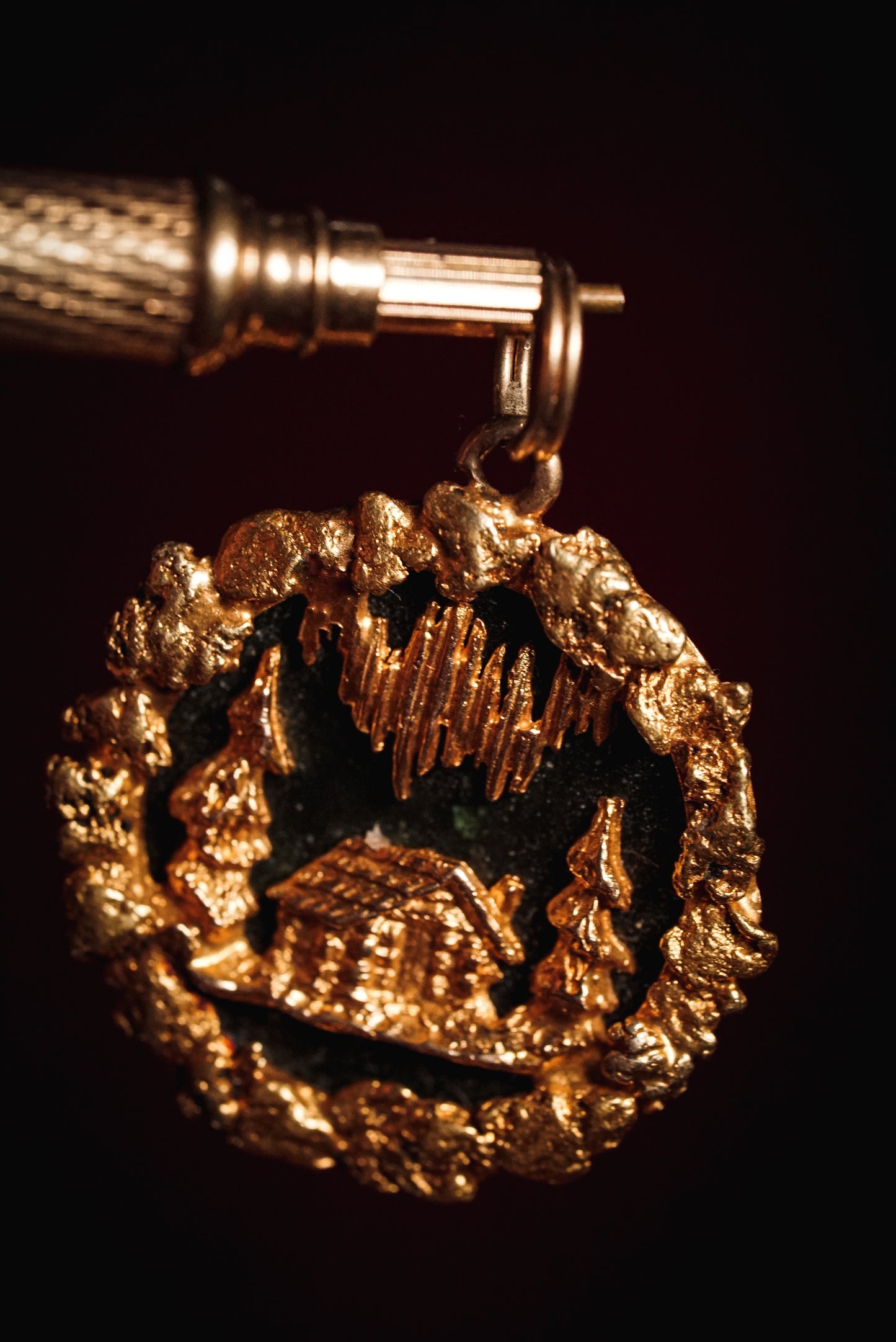 Wild Alaska Pendant with Gold Nuggets and Jade