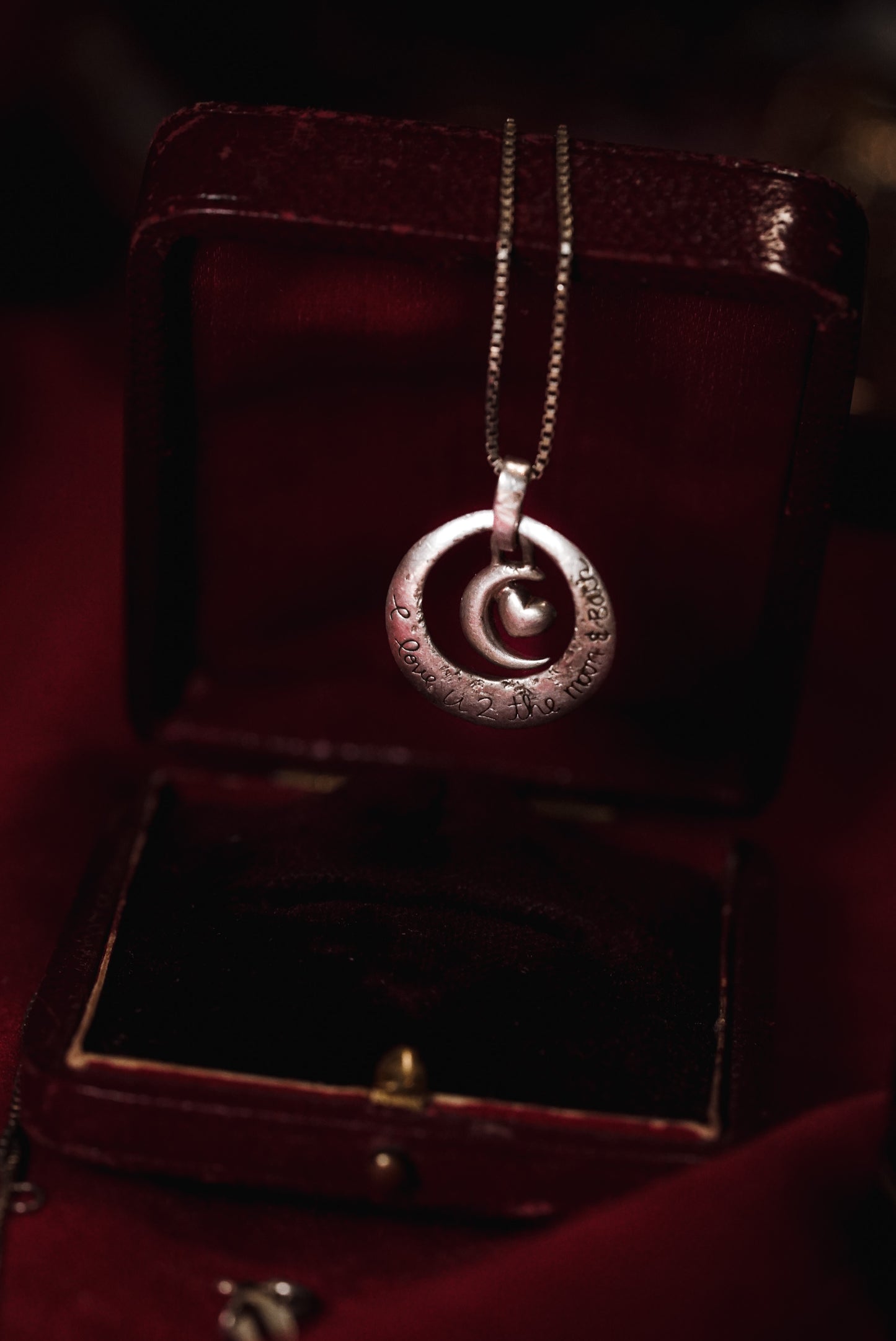 “I Love U 2 the Moon & Back” Romantic Dangling Pendant