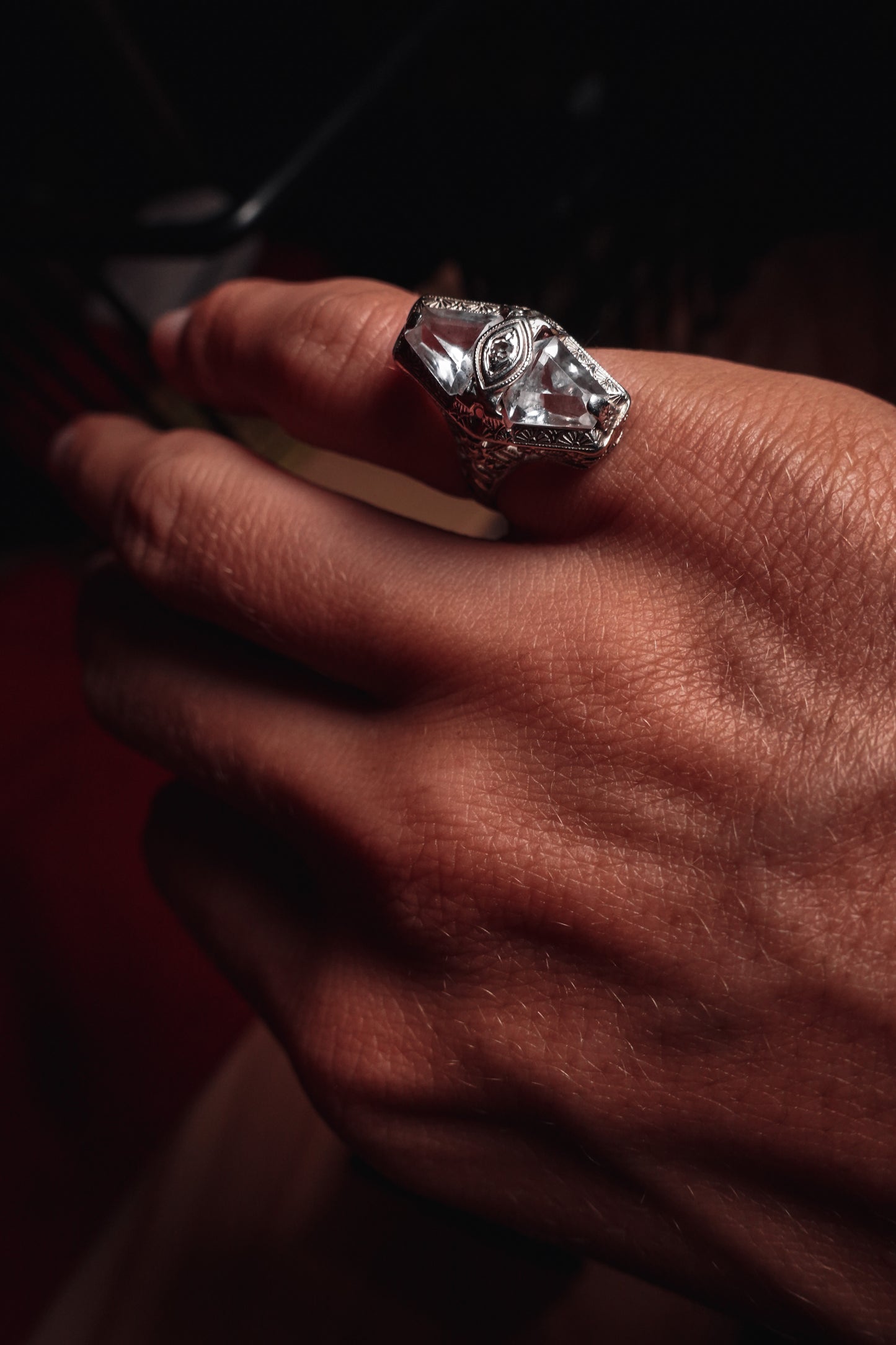 Protective Vintage White Gold Ring