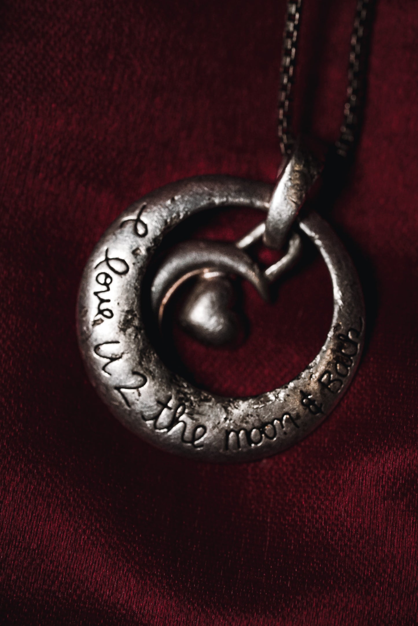 “I Love U 2 the Moon & Back” Romantic Dangling Pendant