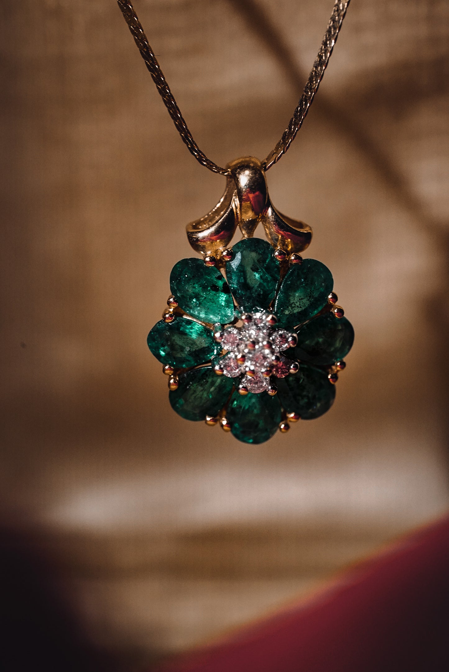 Outstanding Vintage Diamond & Emerald Pendant