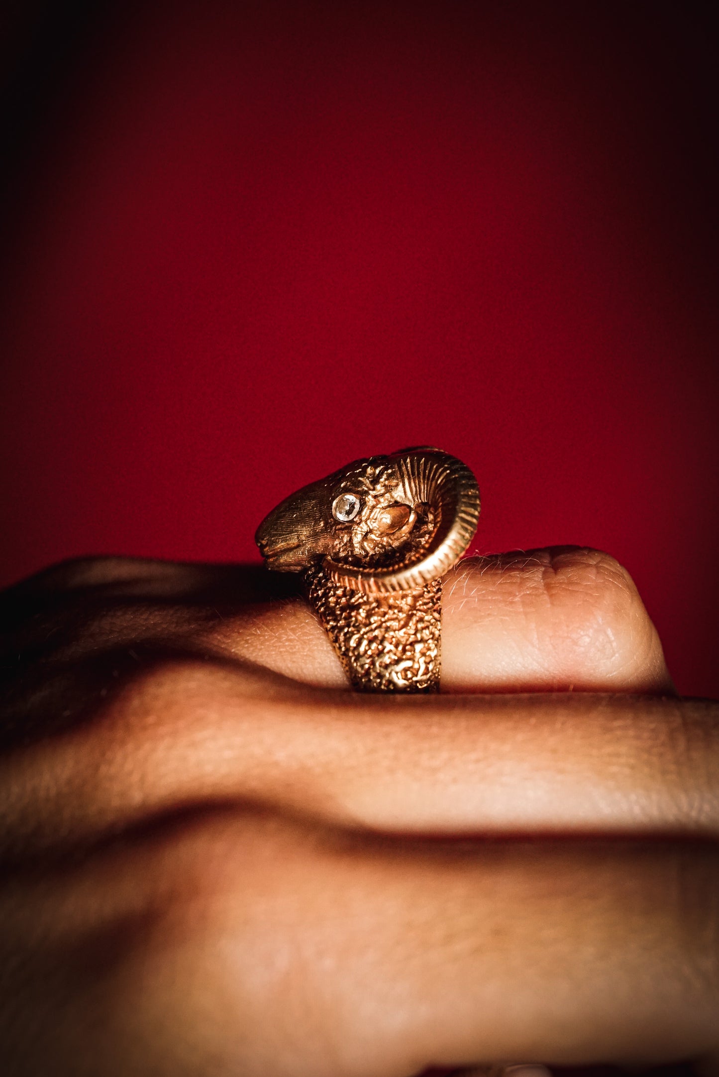 Outstanding 18k Vintage Yellow Gold Ram’s Head Ring