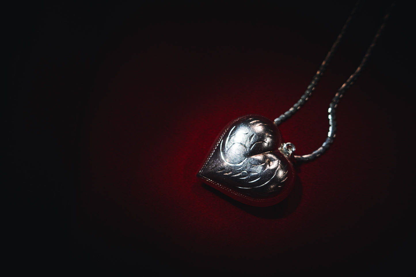 Vintage Silver Colossal Heart Pendant with Extra Long Chain