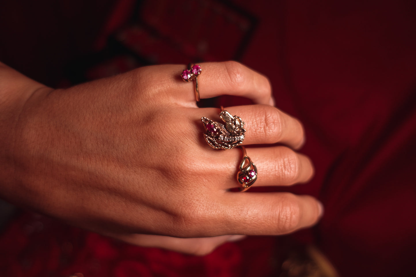 Horse Head Ring Set with Rubies And Diamonds