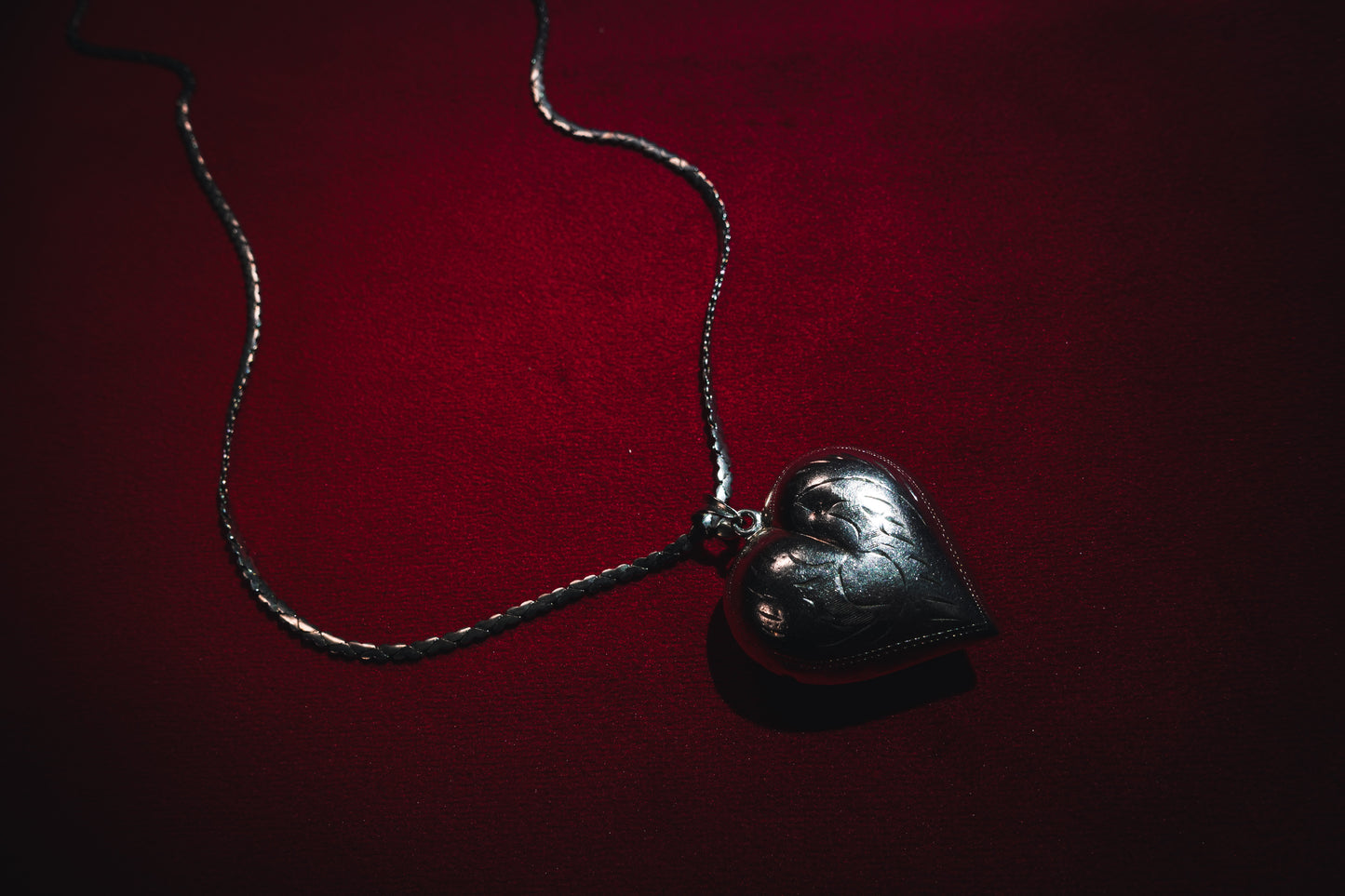 Vintage Silver Colossal Heart Pendant with Extra Long Chain