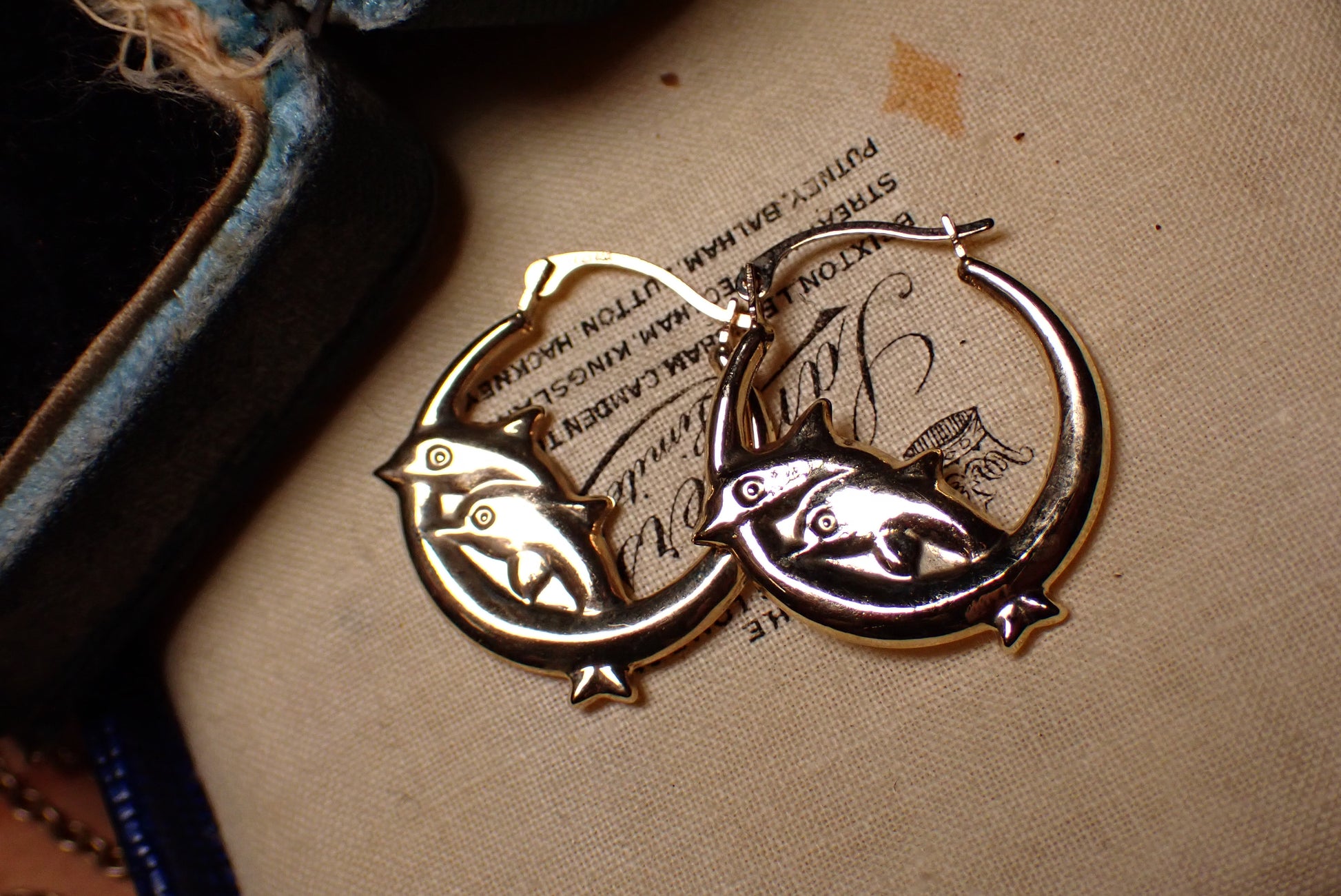 Adorable Dolphin Gold Hoop Earrings - Main Image