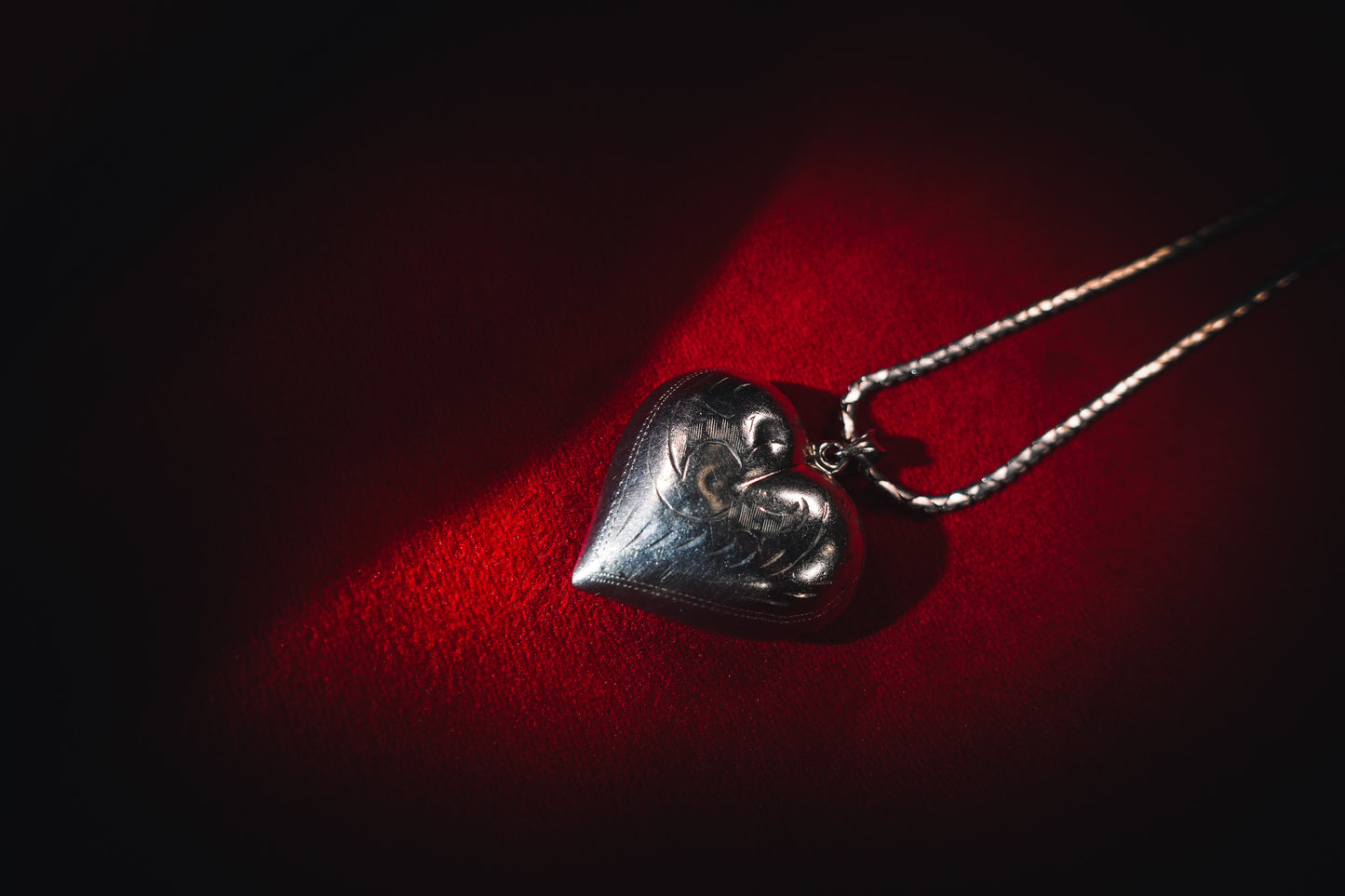 Vintage Silver Colossal Heart Pendant with Extra Long Chain