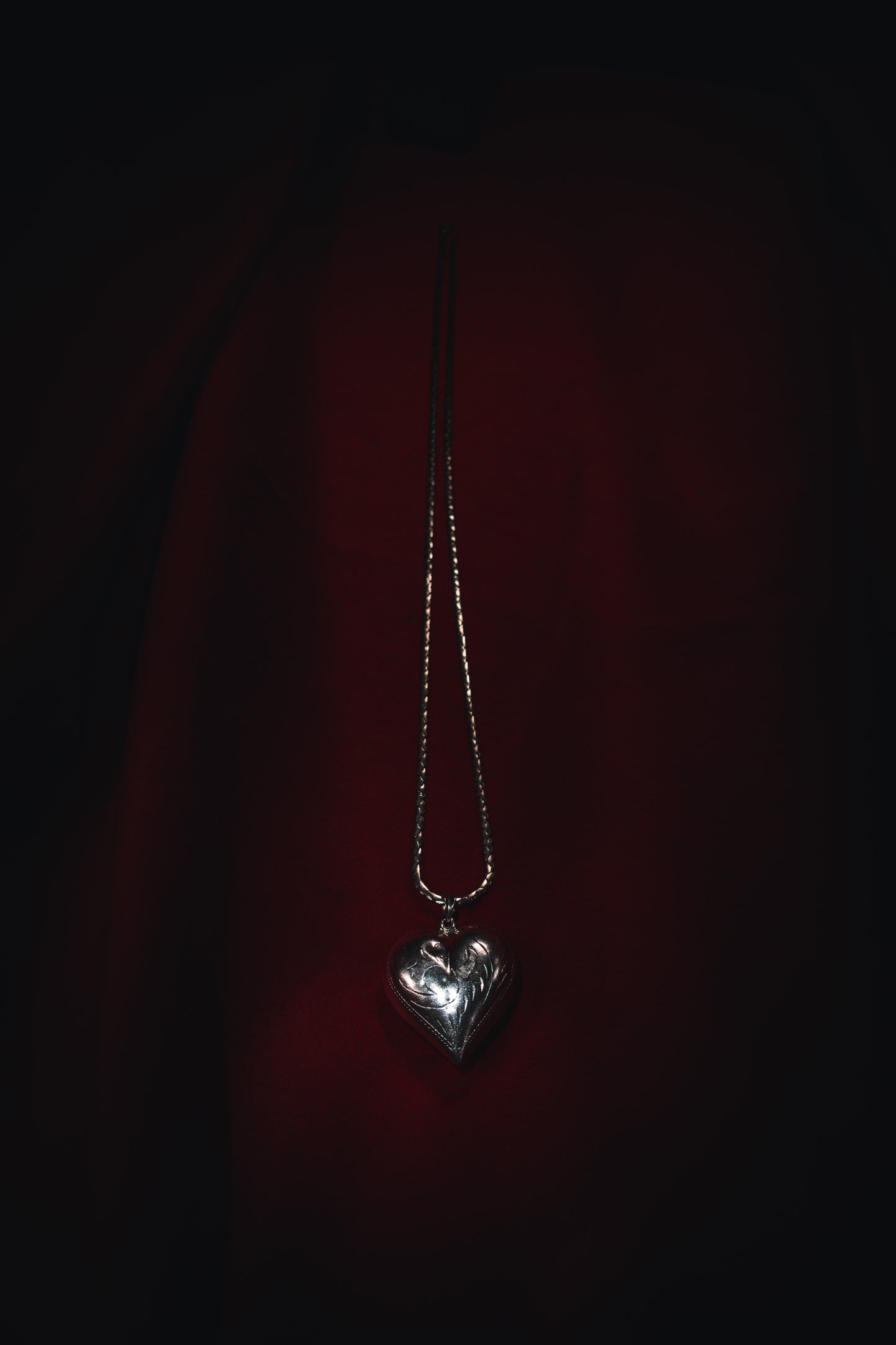 Vintage Silver Colossal Heart Pendant with Extra Long Chain