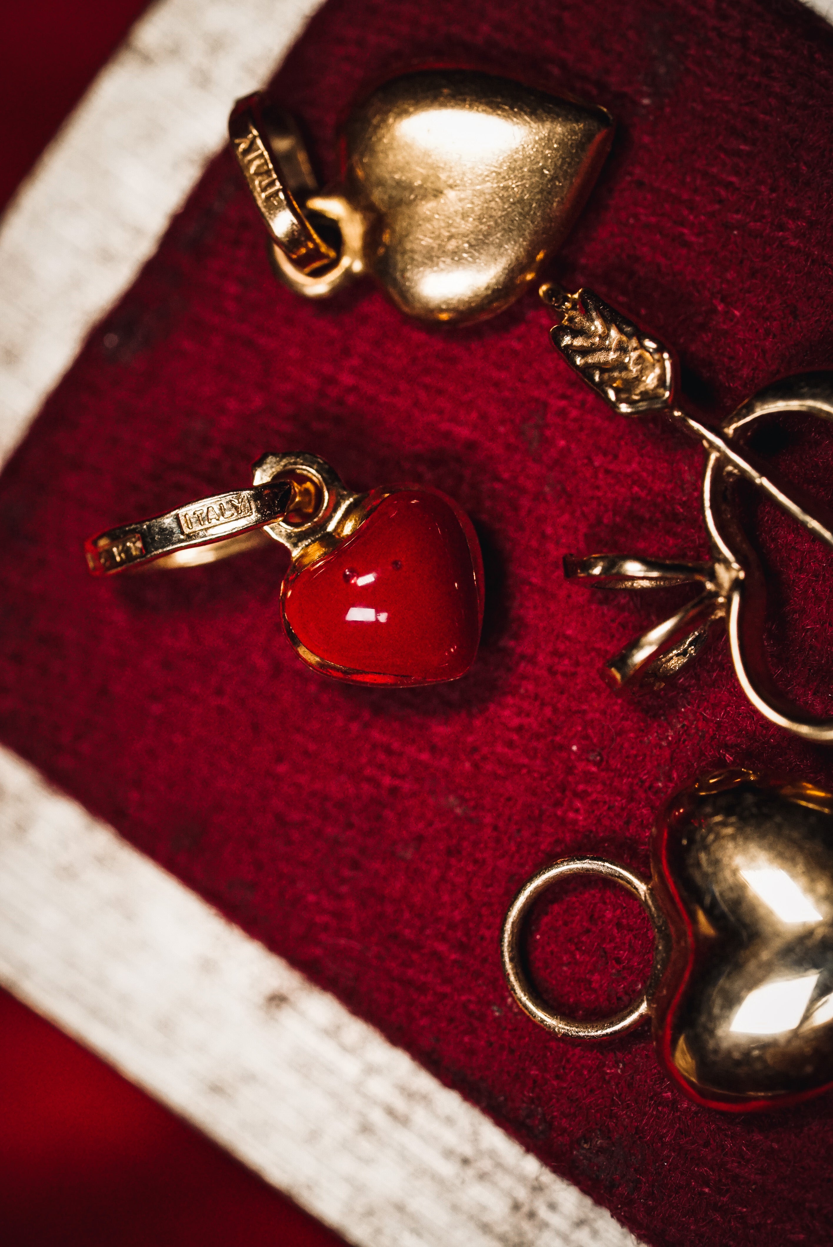 Red Enamel Heart Pendant Necklace in 925 Sterling Silver